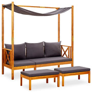 Panca da giardino mobili da esterno per patio terrazza con tettoia e poggiapiedi legno massello di acacia 02_0011345