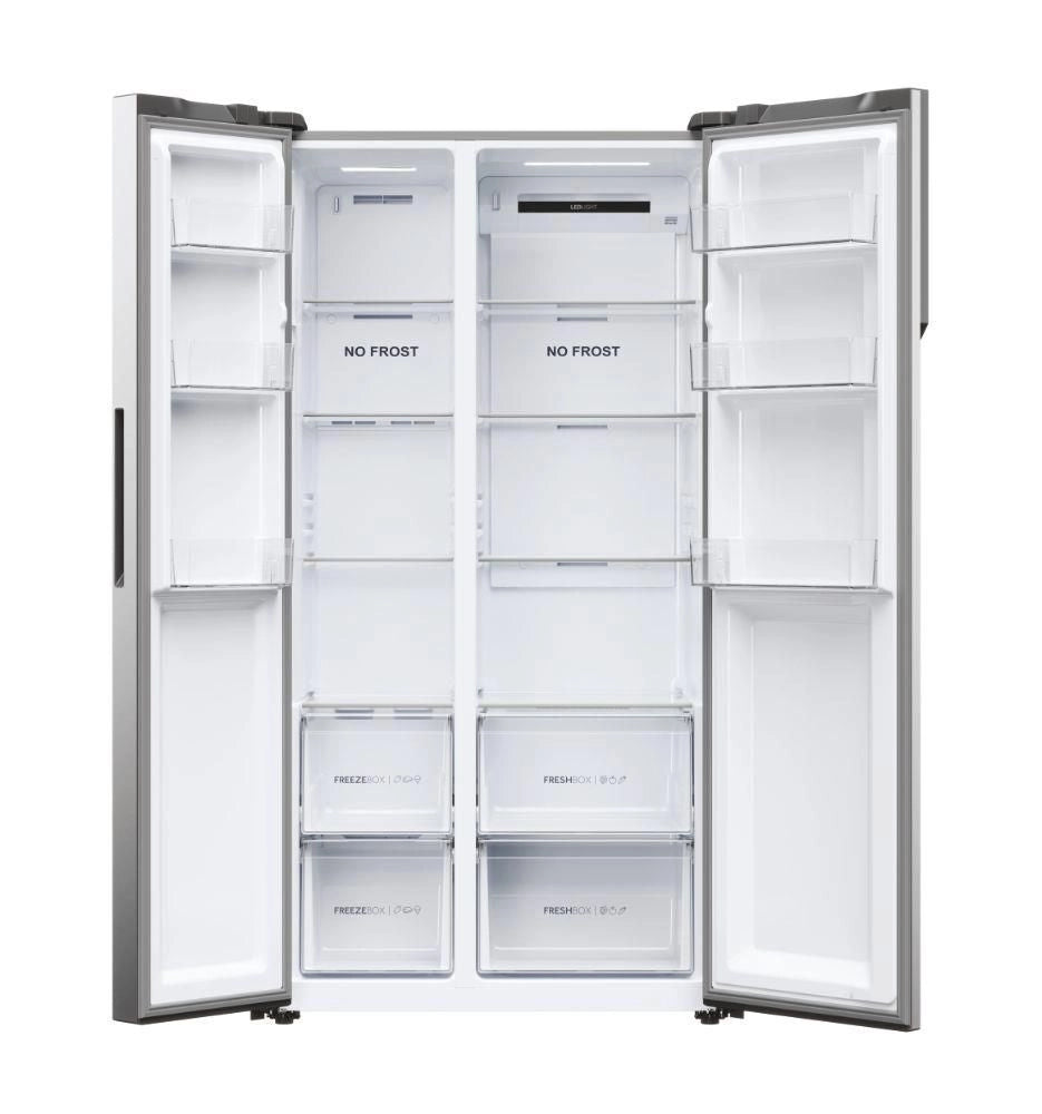 Haier HSR5918DNMP Serie 5 Frigorifero Side-by-Side 528 L Altezza 1775 cm Classe Energetica D Total No Frost Display Touch e Funzione Super Cooling Colore Platinum Inox