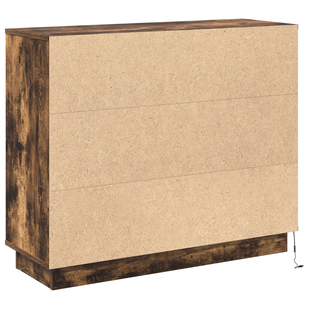 Credenza con LED Rovere Affumicato 90x32x75 cm Legno Compresso