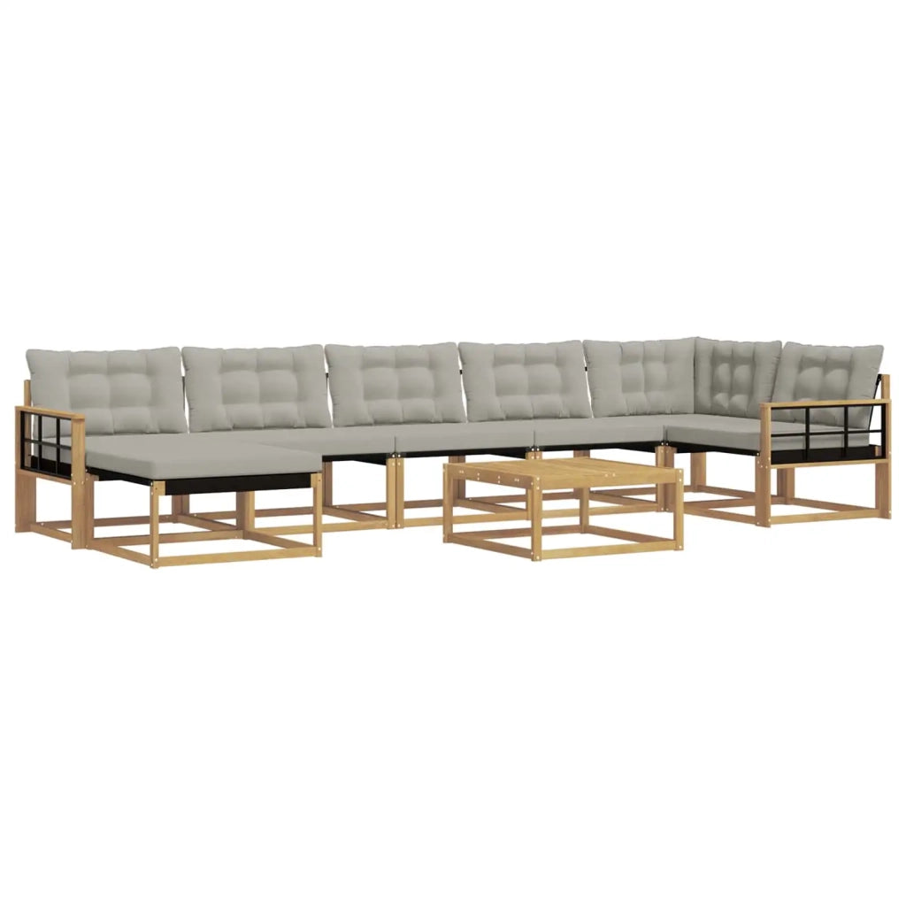 Set di divani da esterno 8 pcs Bianco e Grigio Chiaro