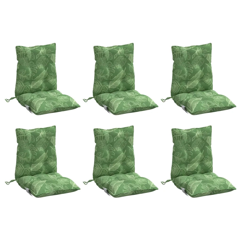 Cuscini Sedia Schienale Basso 6 pz Motivo Foglie Tessuto Oxford