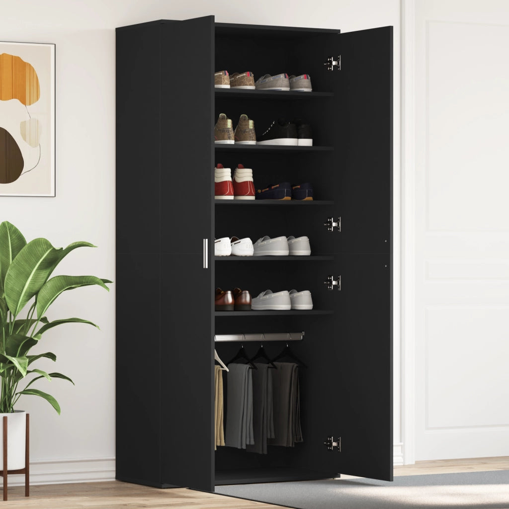 Mobile per scarpe Nero 80x39x180 cm Legno ingegnerizzato