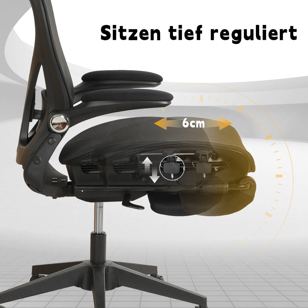 Sedia da Ufficio Ergonomica Klappbarer ¨C Zephmum ¨C Nero con Schienale Regolabile e Braccioli