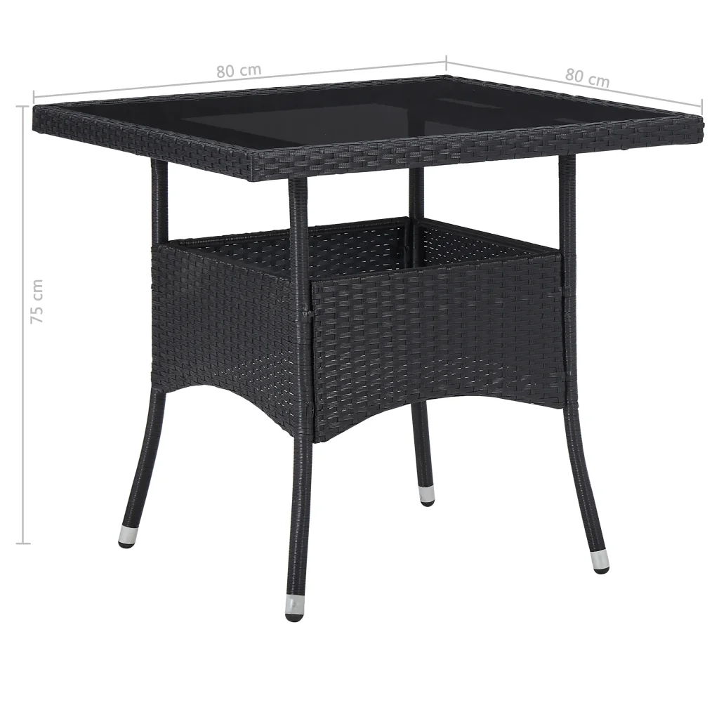 Set Mobili da Pranzo per Giardino 5 pz | Set Salotto da Giardino Nero Polyrattan e Vetro