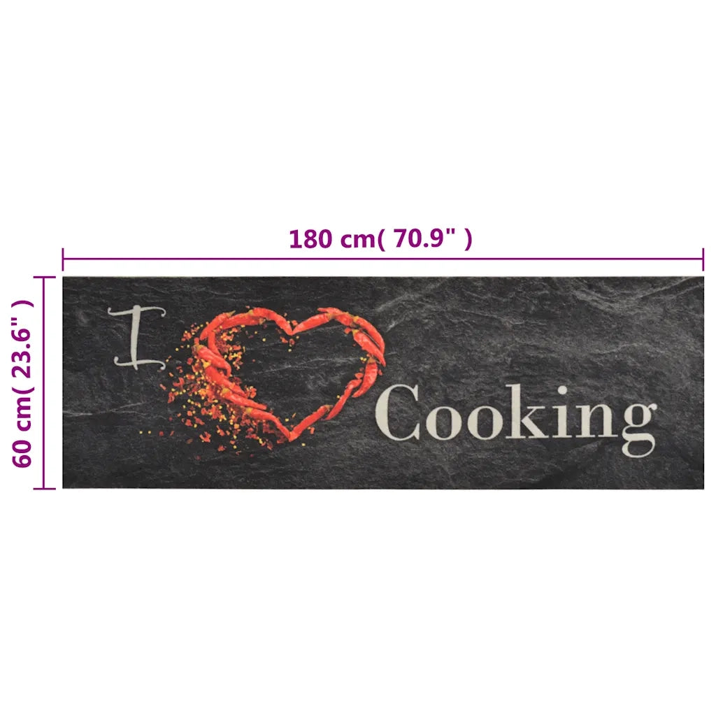 Tappeto da Cucina Lavabile-Tappetino da Cucina Nero Cucinare 60x180 cm Velluto