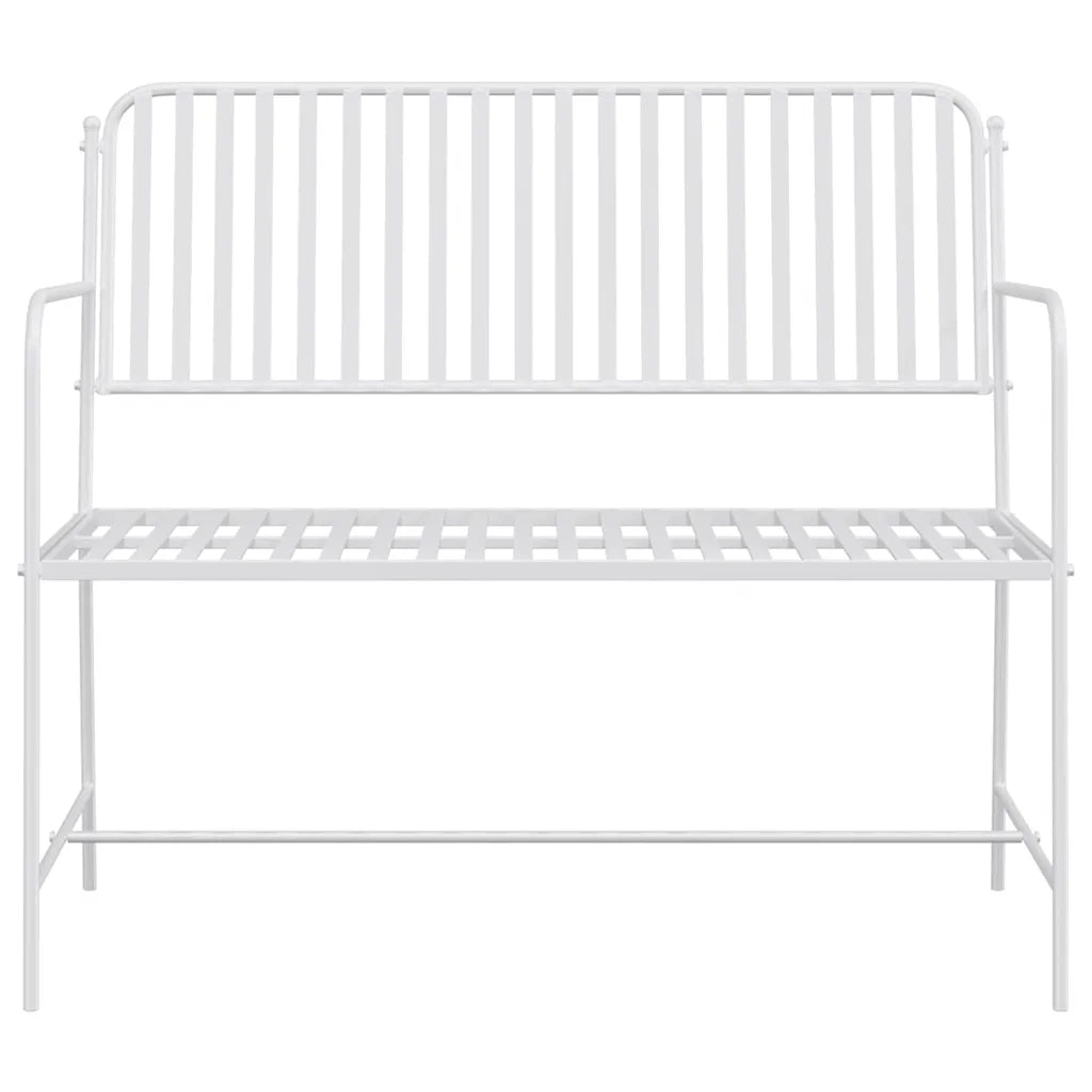 Panchina da giardino Bianco Puro 103,5 x 51,5 x 90 cm Acciaio 42008116