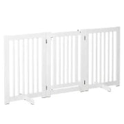 Cancellino per Cani Pieghevole a 3 Pannelli, Porta Centrale con Blocco, Struttura in MDF, 155x76cm Bianco