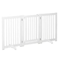 Cancellino per Cani Pieghevole a 3 Pannelli, Porta Centrale con Blocco, Struttura in MDF, 155x76cm Bianco