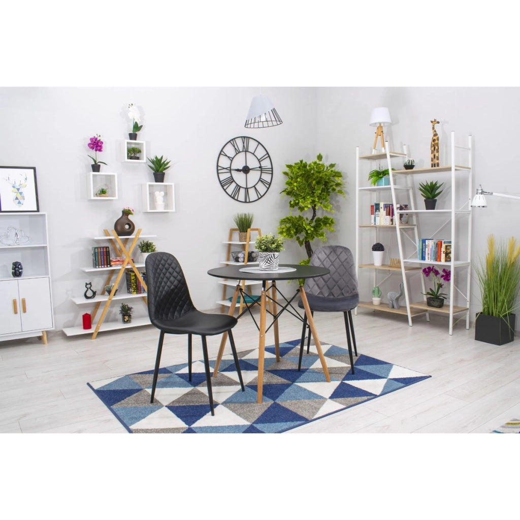 Sedia Asti in velluto grigio scuro con gambe in metallo