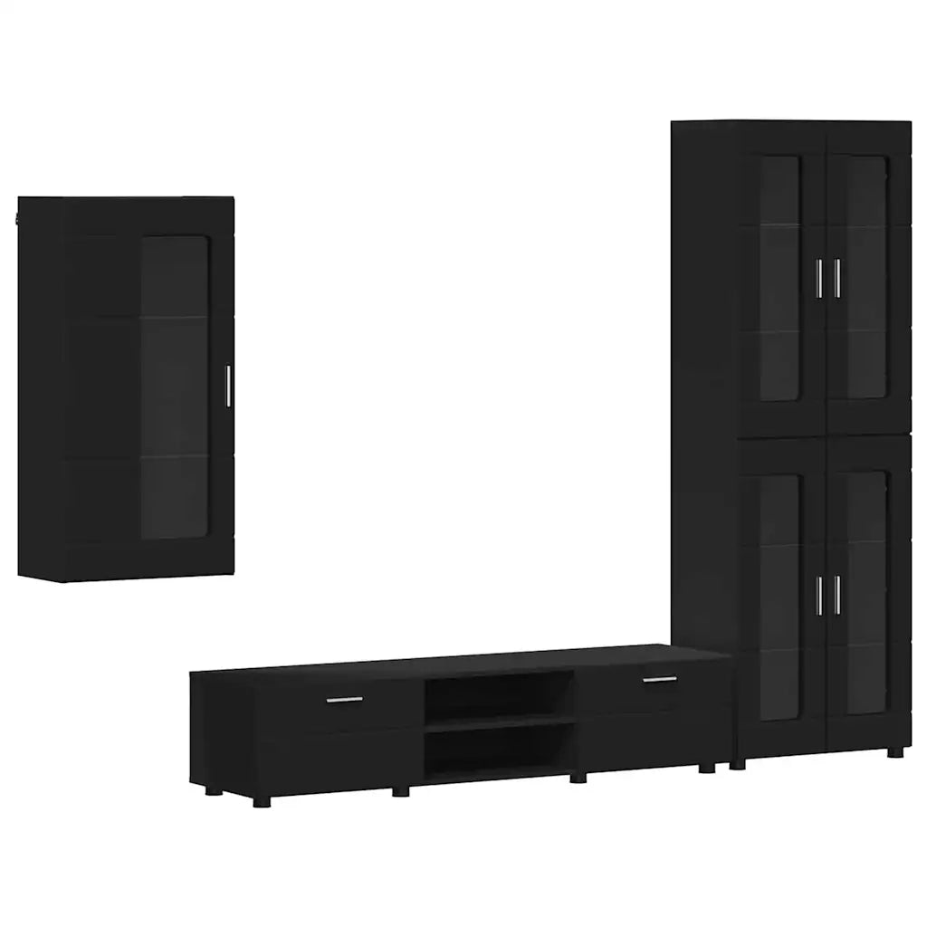 Set mobile TV con cassetto FLORIN 3 pcs Nero Legno multistrato