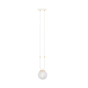 Sospensione 1 Luce Crio In Acciaio Bianco Oro E Sfera In Vetro Trasparente