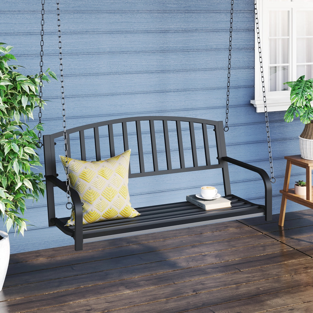 Altalena da Giardino 2 Posti ¨C Minimal ¨C Nero Metallo 127x60x53 cm