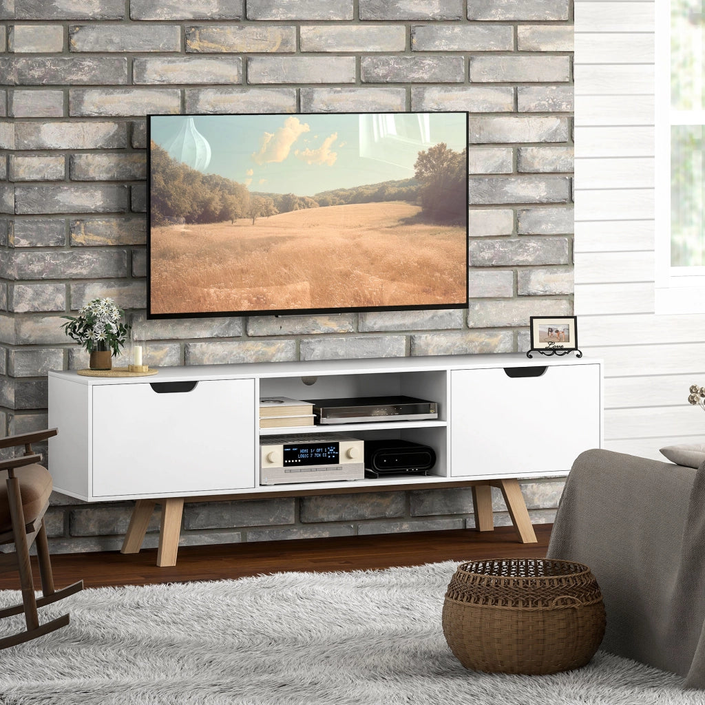 Mobile TV con cassetti e scaffali aperti ¨C zephmum ¨C MDF, bianco, 150x39x50 cm