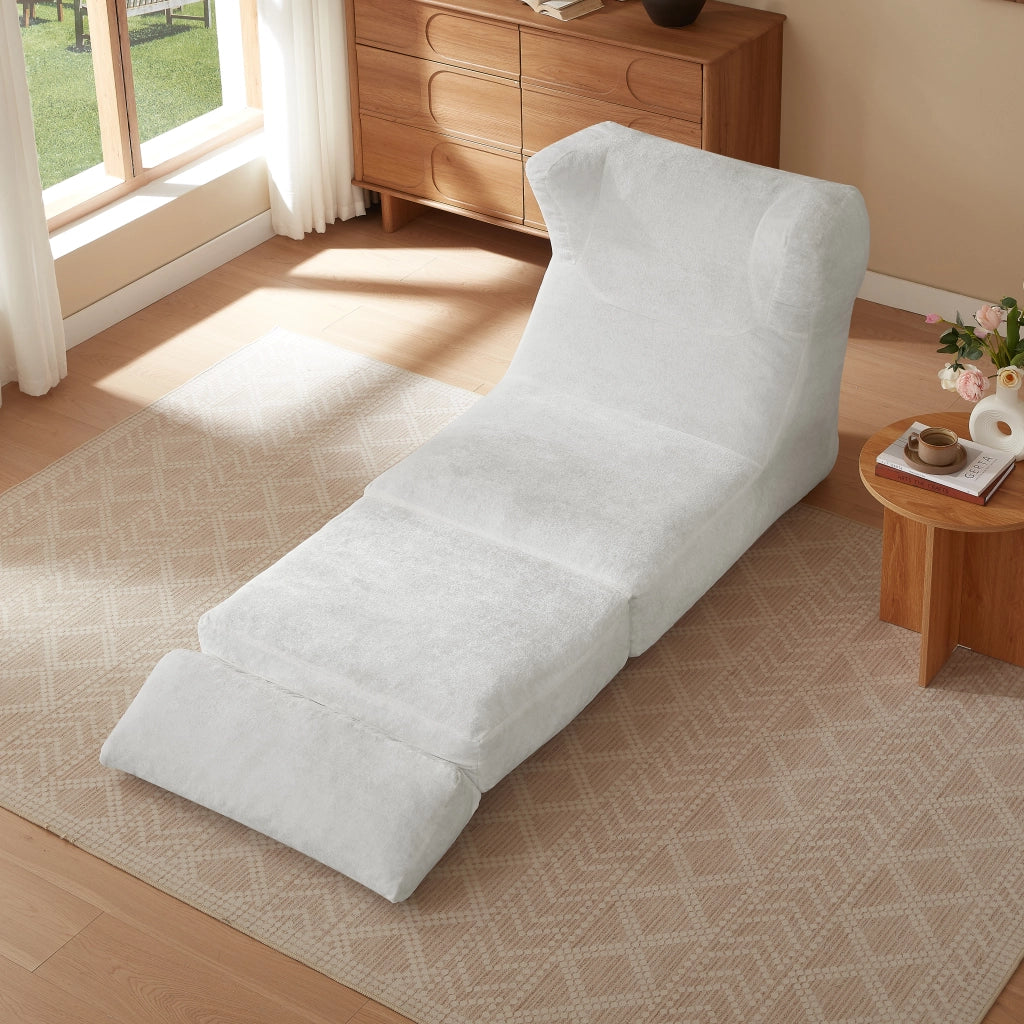 Poltrona convertibile singola con design unico funzione poltrona e chaise longue in schiuma bianco 31 × 31 × 107 cm