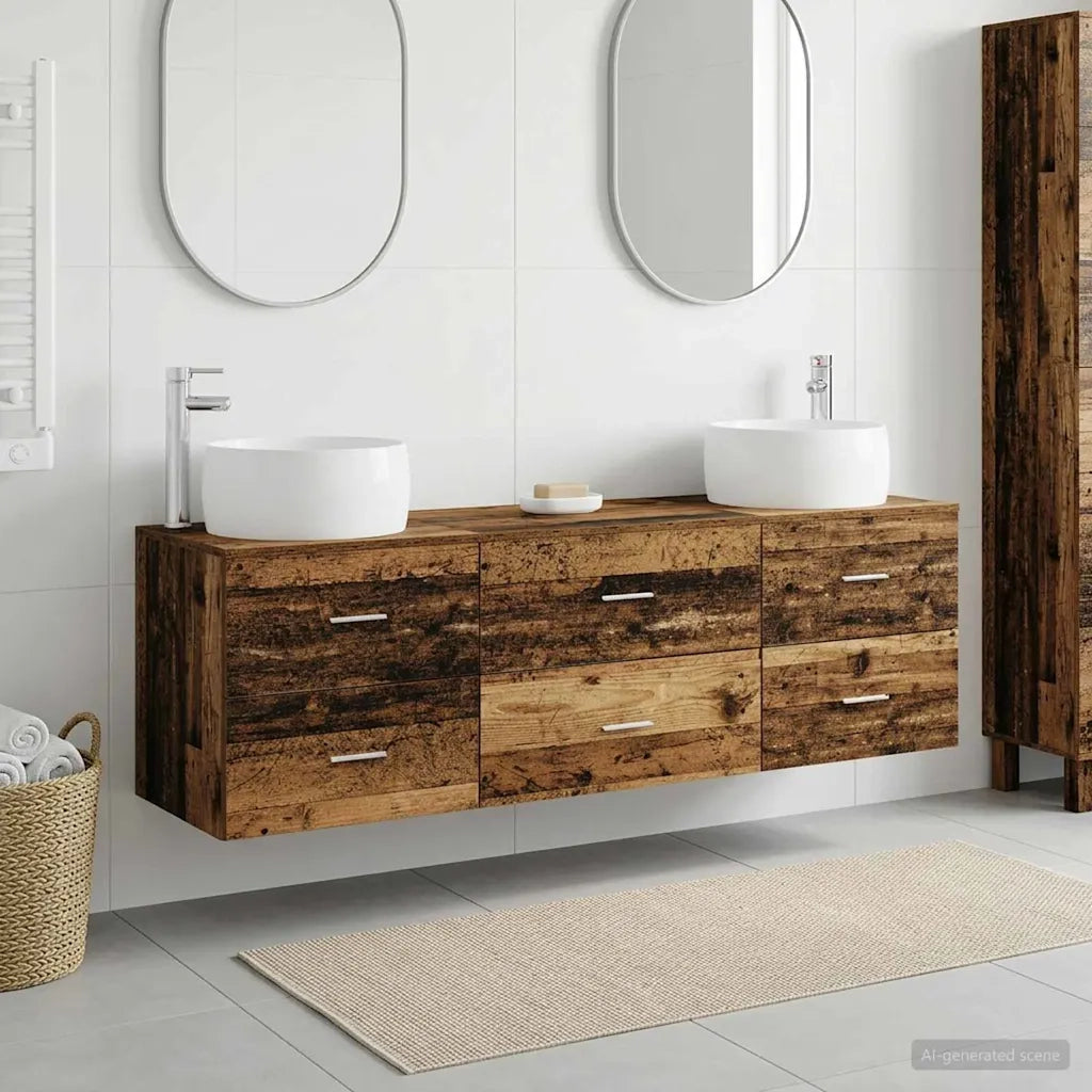 Set di mobili per il bagno 3 pz Legno antico 3405921