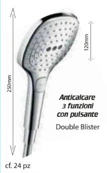 Doccetta Doccia Anticalcare Elba con Tasto 3 Funzioni