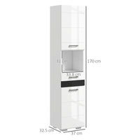 Mobile a Colonna per Bagno 37x32,5x170 cm in MDF Bianco