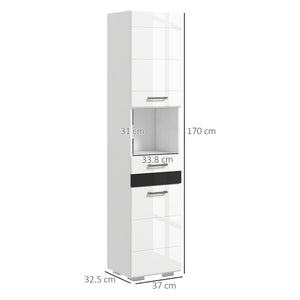 Mobile a Colonna per Bagno 37x32,5x170 cm in MDF Bianco