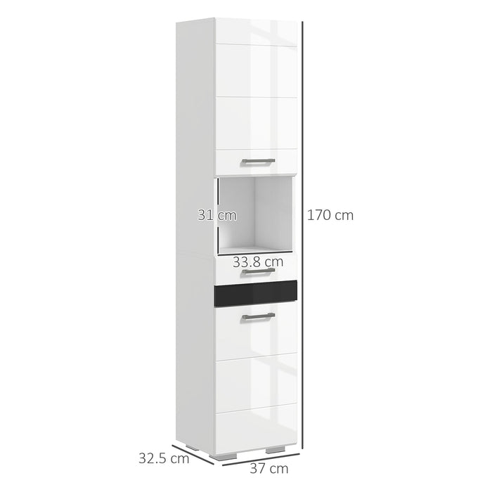 Mobile a Colonna per Bagno 37x32,5x170 cm in MDF Bianco