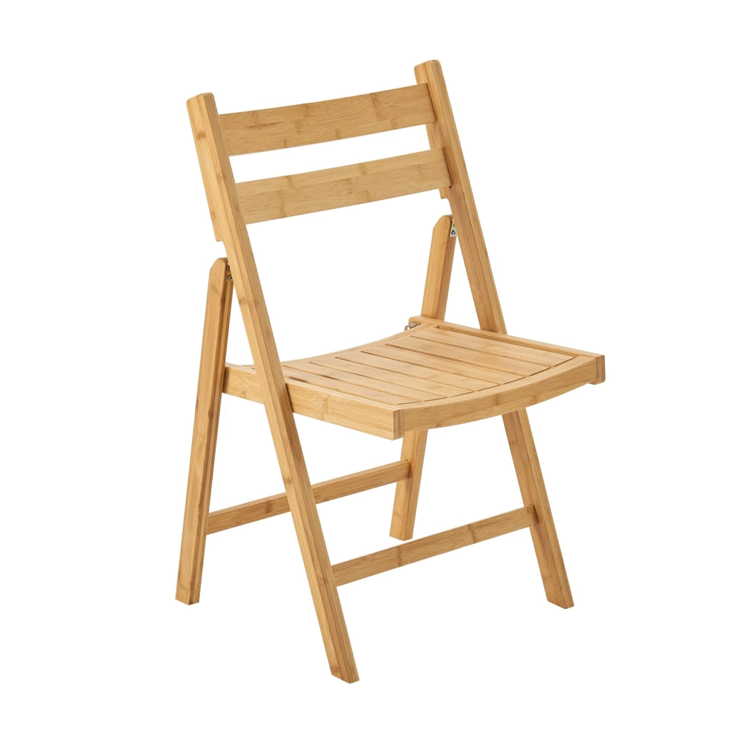Set di 2 sedie pieghevoli da esterno per giardino campeggio e terrazza bambù 78 x 45 x 40 cm naturale 03_0009636