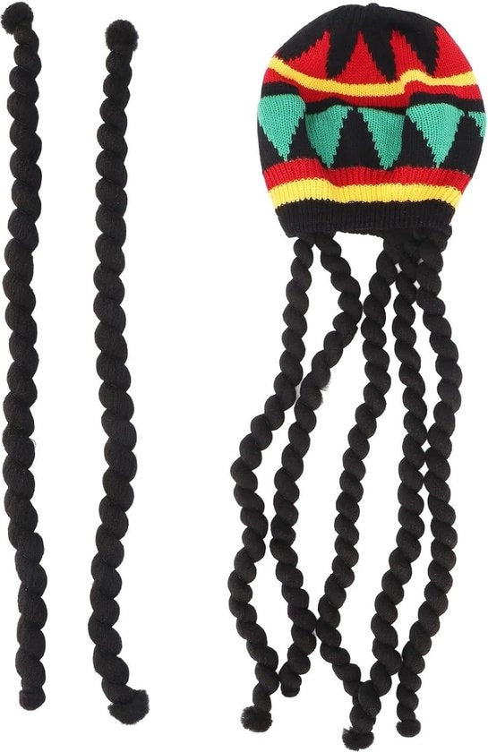 Cappello di Pellaccio con Dreadlocks Nere Lunghe - Estate Inverno Halloween Festa