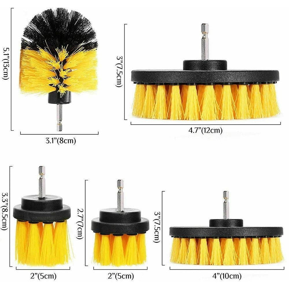Trade Shop - Set 5 Spazzole Spazzola Rotante Per Trapano Pulizia Ceramica Fughe Griglie -