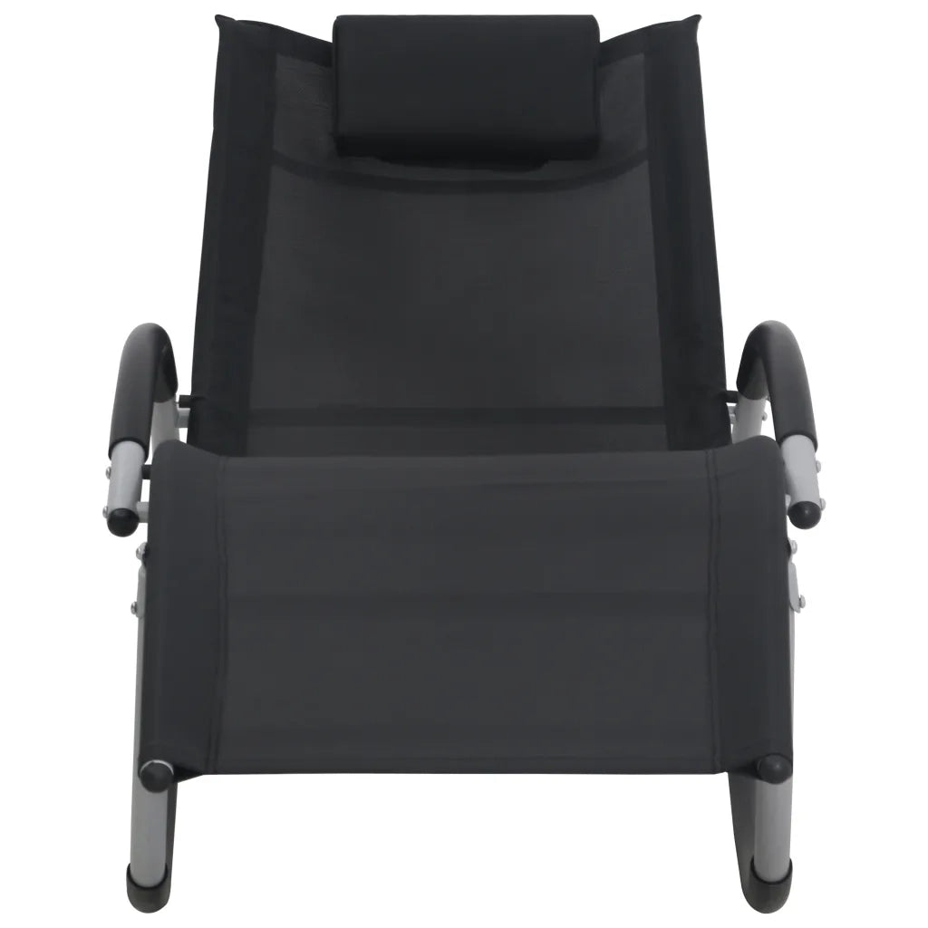 Lettino Prendisole con Cuscino Nero in Textilene 47788