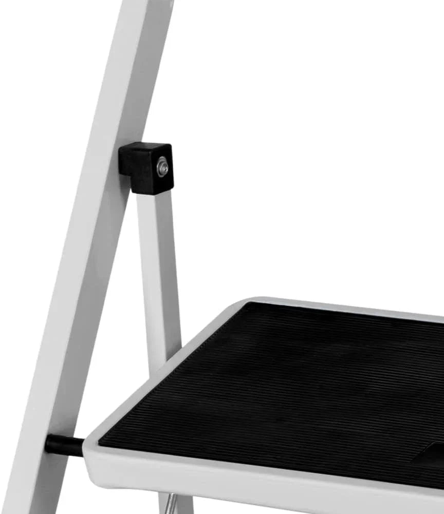 Scala a 2 Gradini  Pieghevole Facile da Riporre Portata max 150 kg, Bianco Semplice
