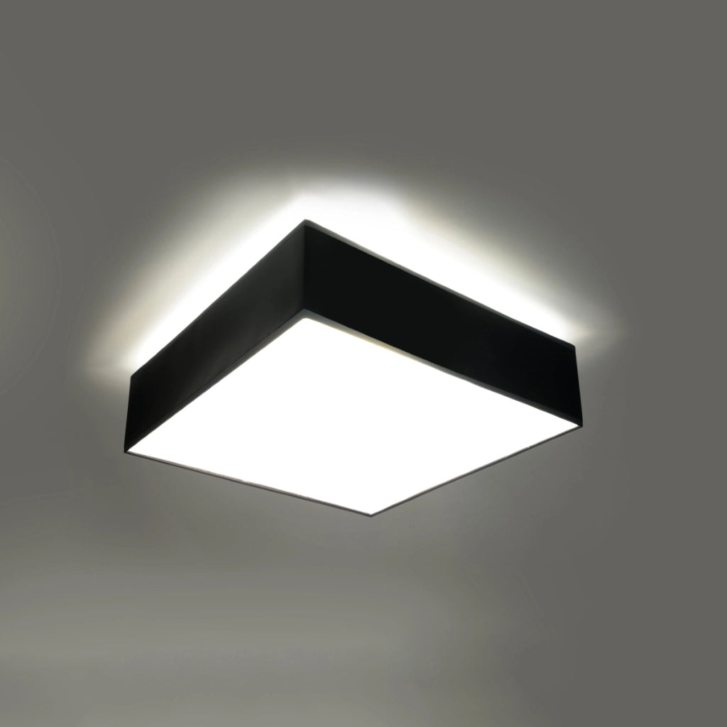 Lampada da soffitto HORUS in PVC nero quadrato 2x15W LED E27 moderno minimalista