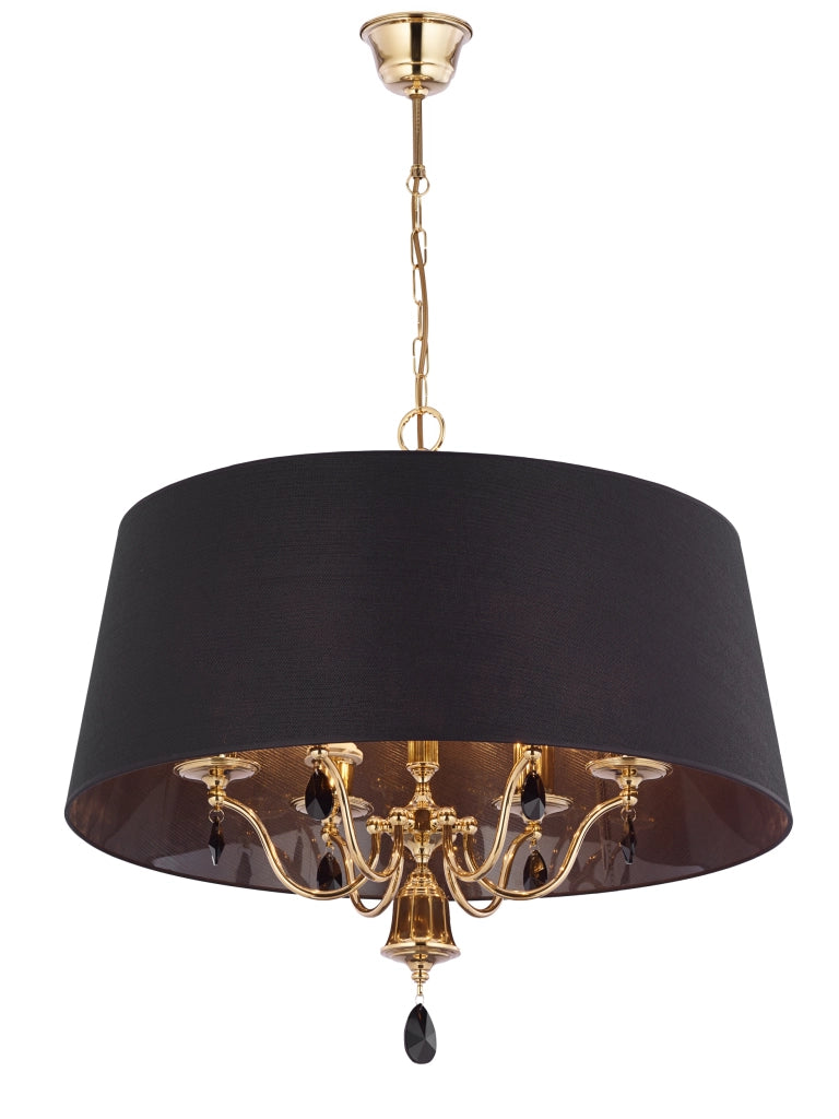 Lampadario decorativo Egida oro/nero con cristalli 6xE27 Jupiter