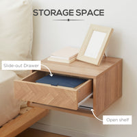 Set 2 Comodini Sospesi 37x32x21 cm in Legno Naturale