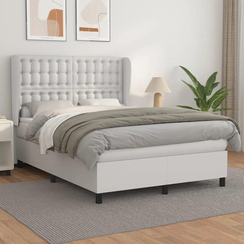 Giroletto a Molle con Materasso Bianco 140x200 cm in Similpelle 3129034