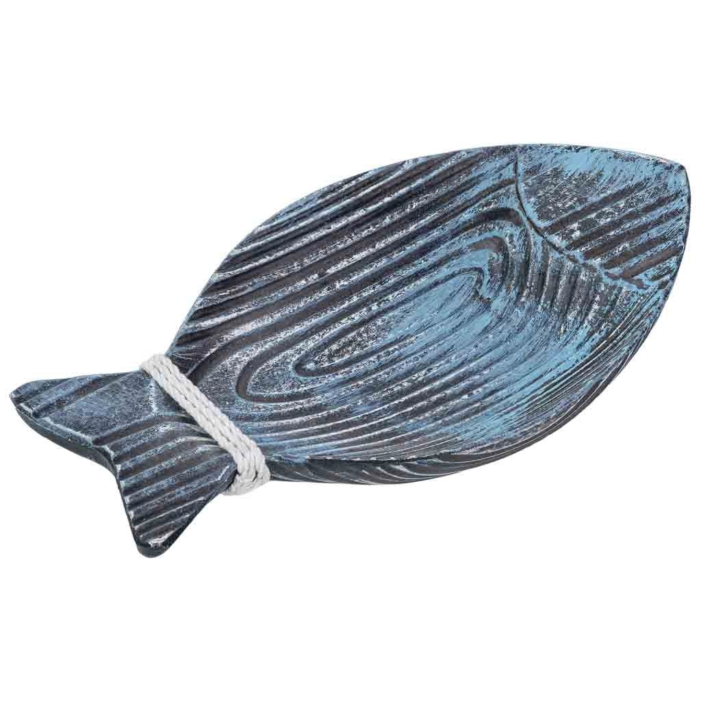 Vassoio decorativo in legno blu 24x14,5x3h cm