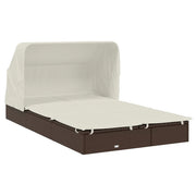 Lettino prendisole chaise longue a 2 posti con tettuccio pieghevole 213 x 118 x 97 cm marrone 02_0012188