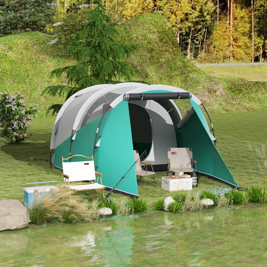 Tenda da Campeggio-Tenda per Escursionismo  3 Posti Impermeabile a Tunnel con Borsa di Trasporto, 460x260x190 cm, Verde