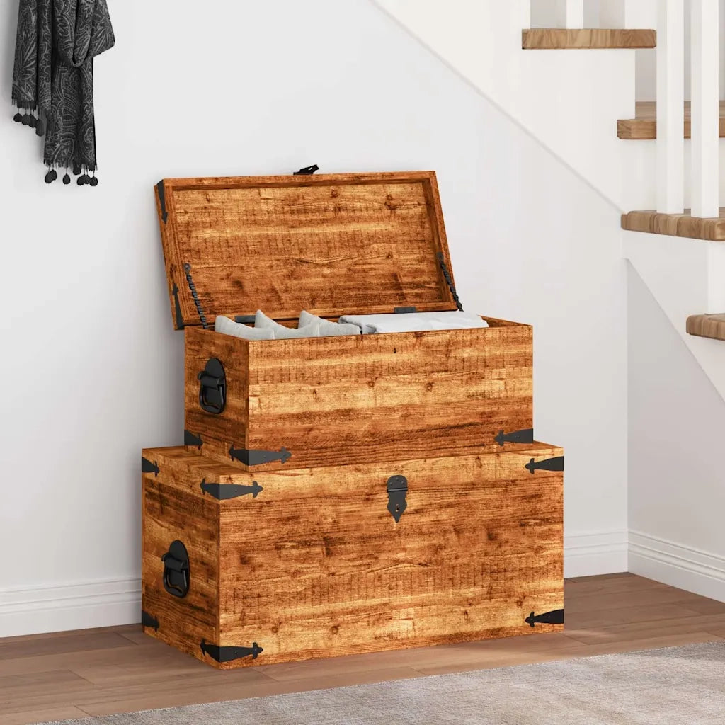 Casse di Stoccaggio 2 pz in Legno Ruvido di Mango CFW8294317
