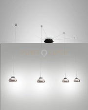 ARABELLA SOSPENSIONE FUME' 4 LUCI SPOSTABILE A LED 3000K - 32W - 3020 lm DIMMERABILE SMART C/ACC.