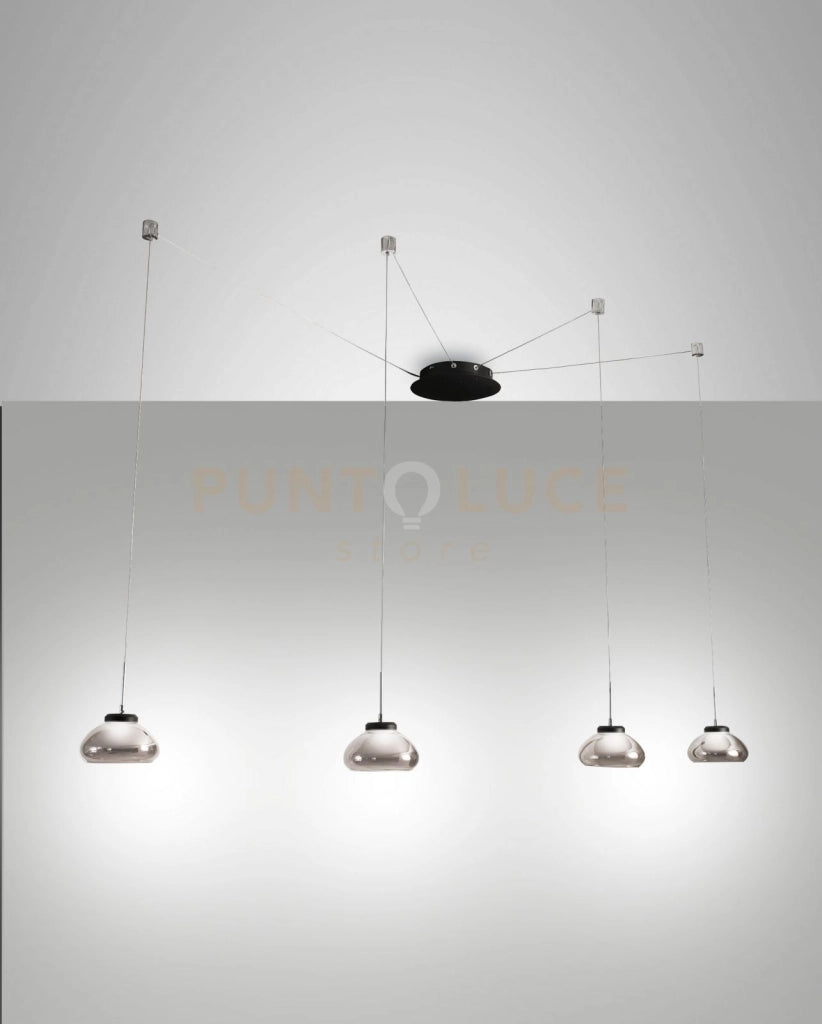 ARABELLA SOSPENSIONE FUME' 4 LUCI SPOSTABILE A LED 3000K - 32W - 3020 lm DIMMERABILE SMART C/ACC.