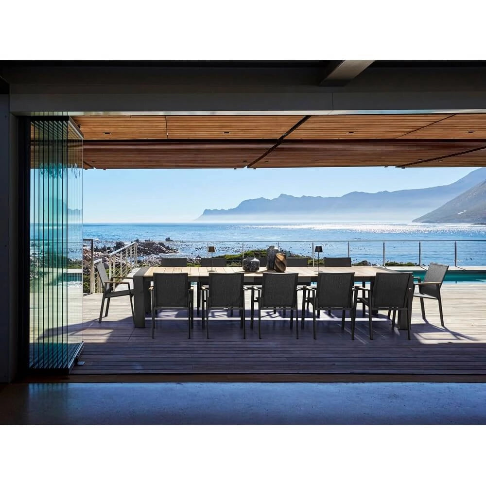 Set di 4 Sedie da Giardino con Braccioli in Alluminio e Teak - HIGHLANDER