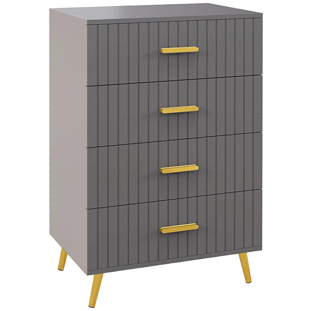 Cassettiera 4 Cassetti Moderna in Legno e Alluminio ¨C Zephmum ¨C 60x40x90 cm, Oro e Grigio Scuro
