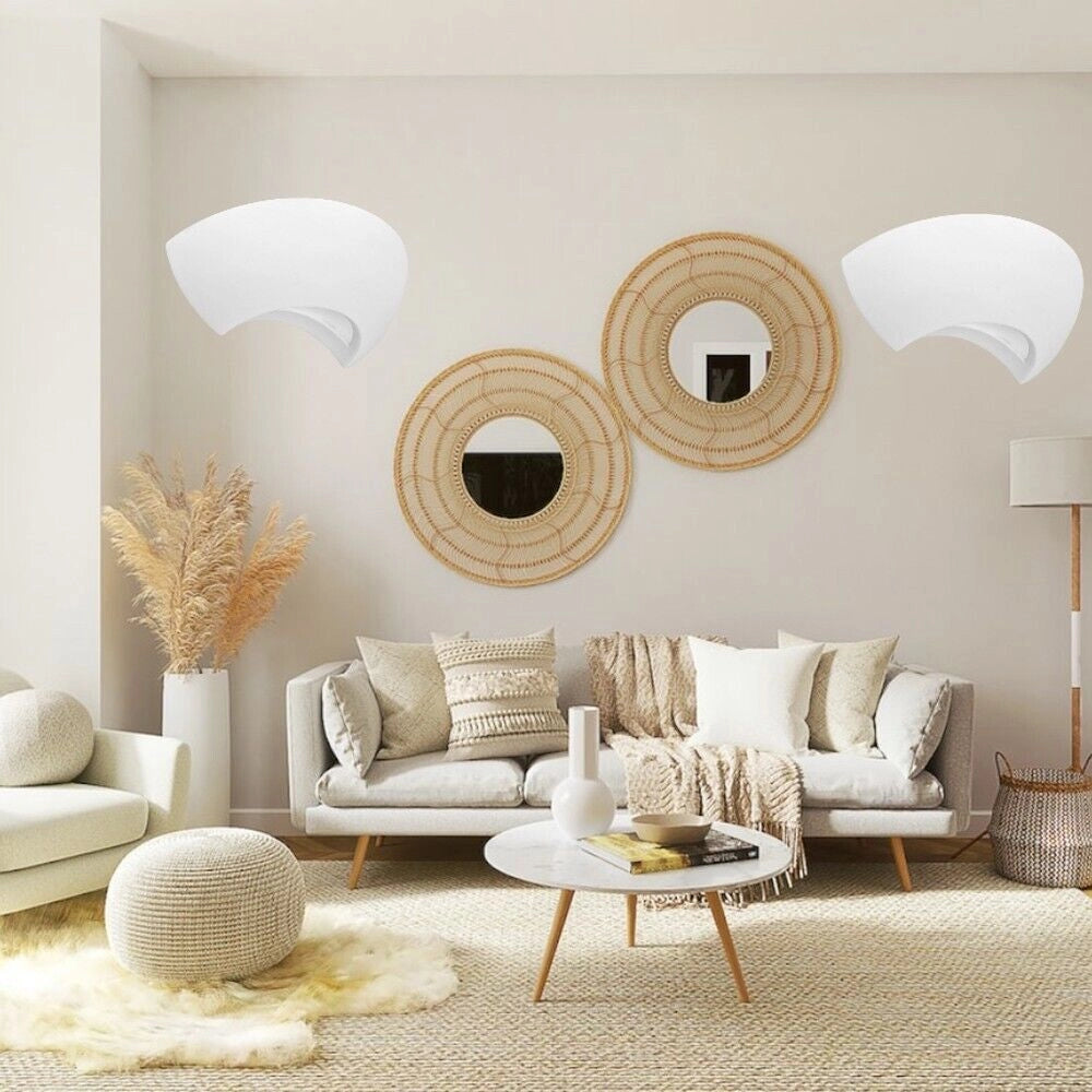 Applique in gesso design moderno con forma ellisse attacco per lampadine Led R7S