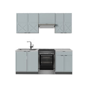 Vicco Cucina componibile Blu-grigio chiaro/Antracite 200 cm senza piano di lavoro