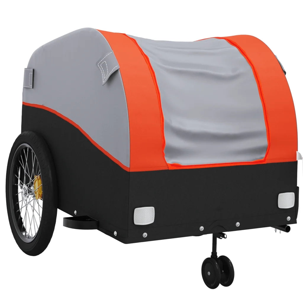 Rimorchio da Bici Nero e Arancione 45 kg in Ferro