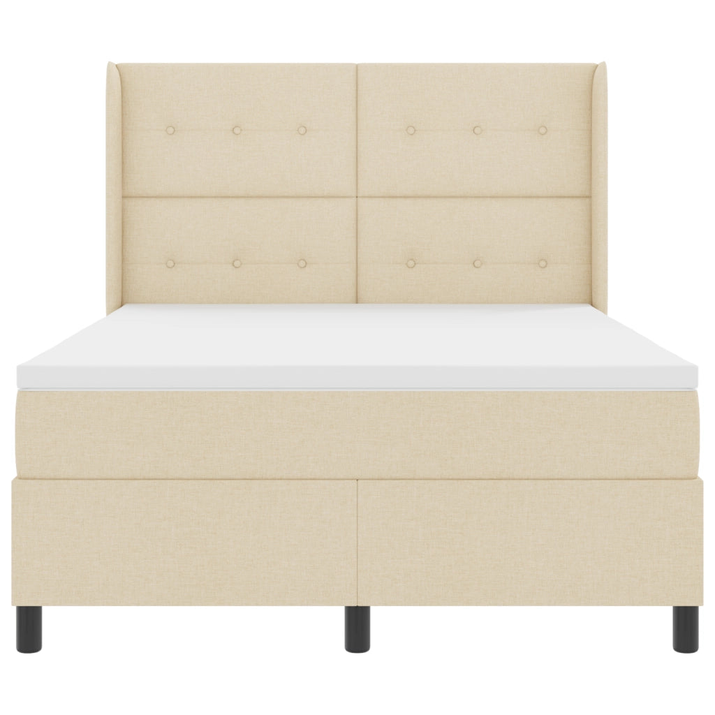 Letto Box Spring con Materasso Crema 160x200 cm Tessuto
