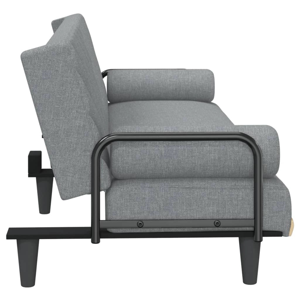 Divano letto con braccioli 205 x 89 x 70 cm tessuto grigio chiaro 02_0021015