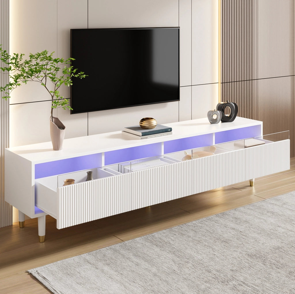 Mobile TV bianco 178 cm con 4 cassetti in MDF e acrilico
