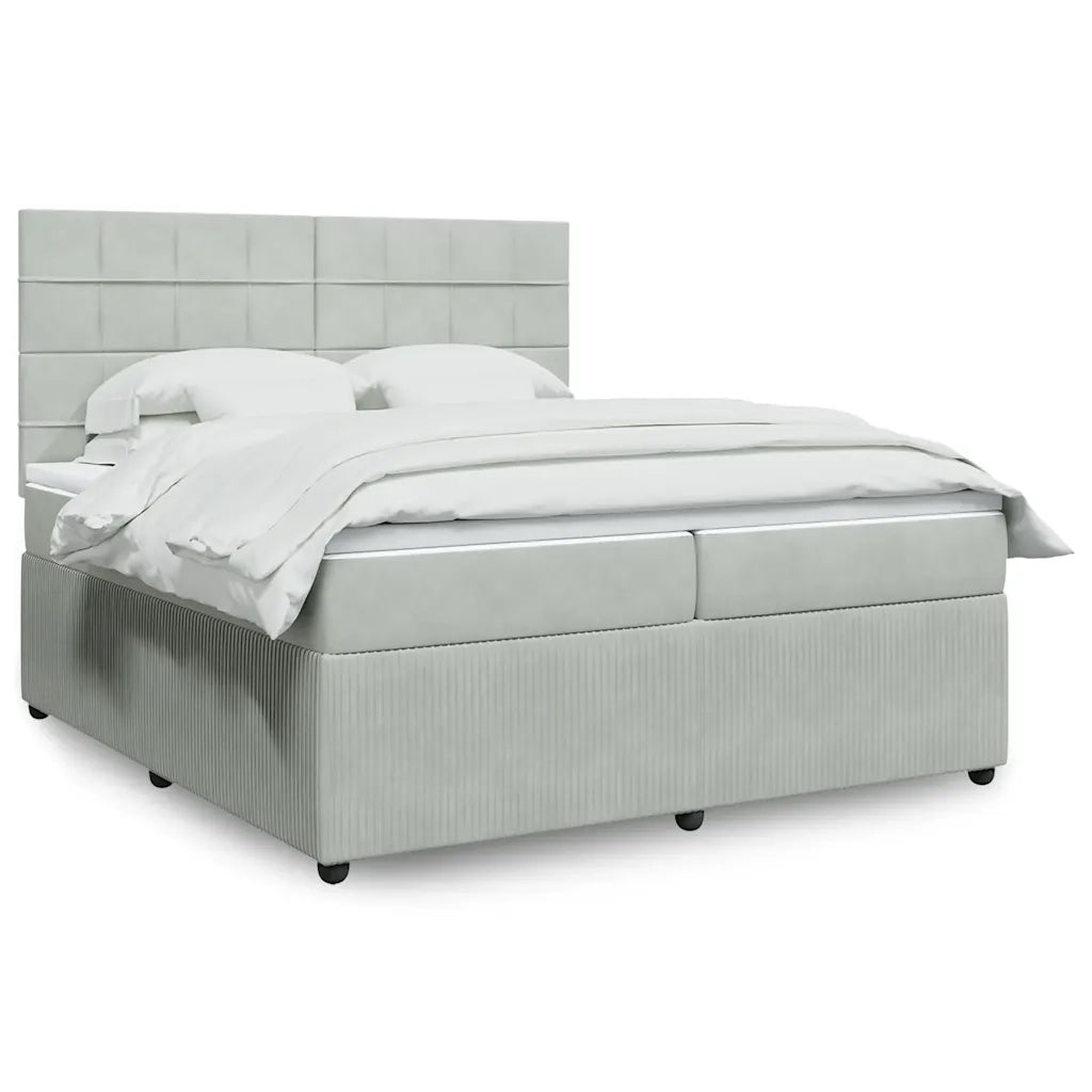 Giroletto a Molle con Materasso Grigio Chiaro 200x200cm Velluto 3292430