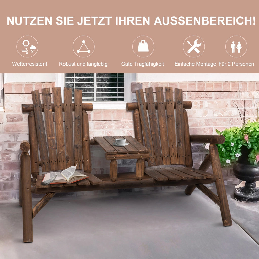 Set tavolo e panche da giardino ¨C zephmum ¨C legno massello marrone 157x88x103 cm