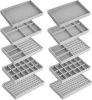 10-pack organizzatore di accessori da polso e orecchini in velluto stivabile - 21x12x2,5cm - contenitore di carico per collane, bracciali, anelli e orecchini