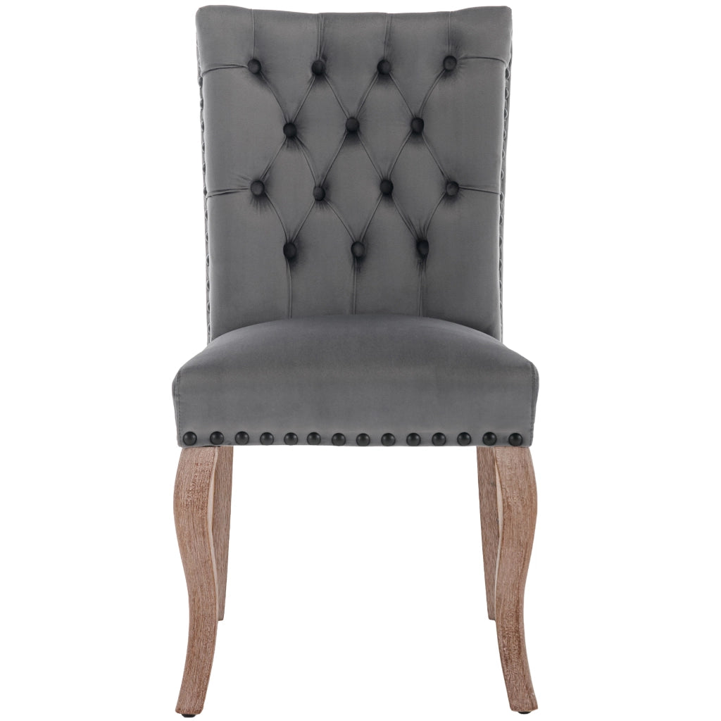 Sedia da Pranzo Imbottita in Velluto ¨C Xylo ¨C Gambe Legno Massello, Grigio, Set 4 Pezzi